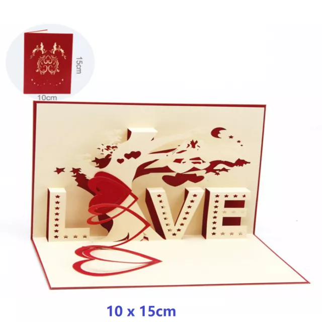 3D Pop Up Greeting Cards LOVE Wedding Birthday Valentines Anniversary Gift Thank