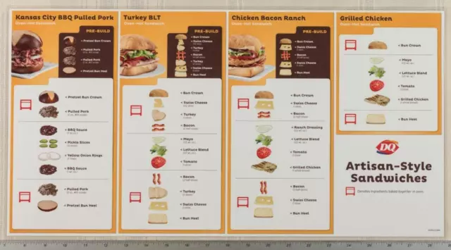 Dairy Queen Poster Plastic Artisan Sandwich Instructions 11x22