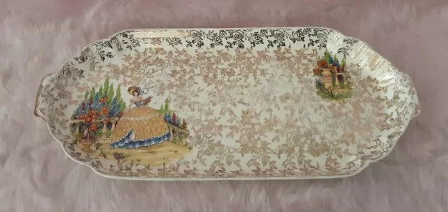 Charming 1950s Vintage Empire Ware Crinoline Lady Chintz Sandwich Tray ENGLAND