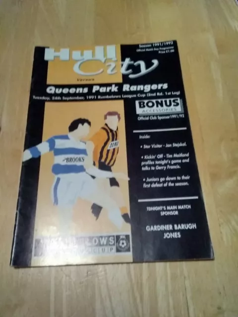 1991/92 Hull City V Qpr Queens Park Rangers = League Cup
