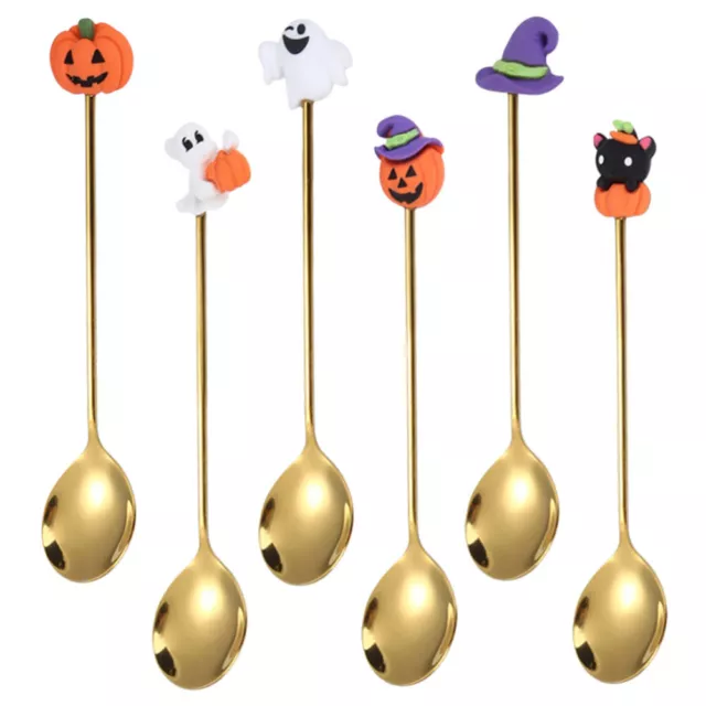 6 Halloween Spooky Coffee Spoons Tea Sugar Stirring Dessert Espresso-PJ