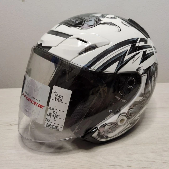 SHOEI J-FORCE III ショウエイ　JET Helmet　Bike SHOEI J-FORCE III Crystal White Jet Helmet Size L Used | eBay