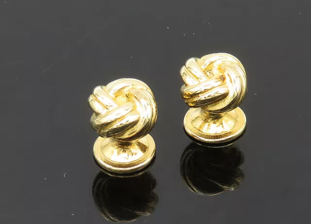 925 Sterling Silver - Vintage Shiny Gold Plated Love Knot Cufflinks - TR2930 3