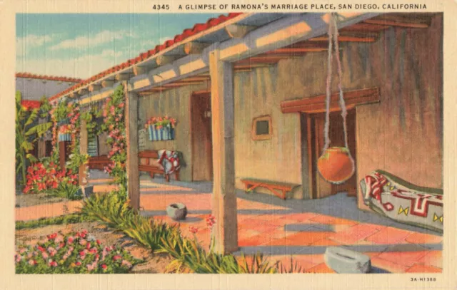 Postcard Ramona's Marriage Place San Diego California