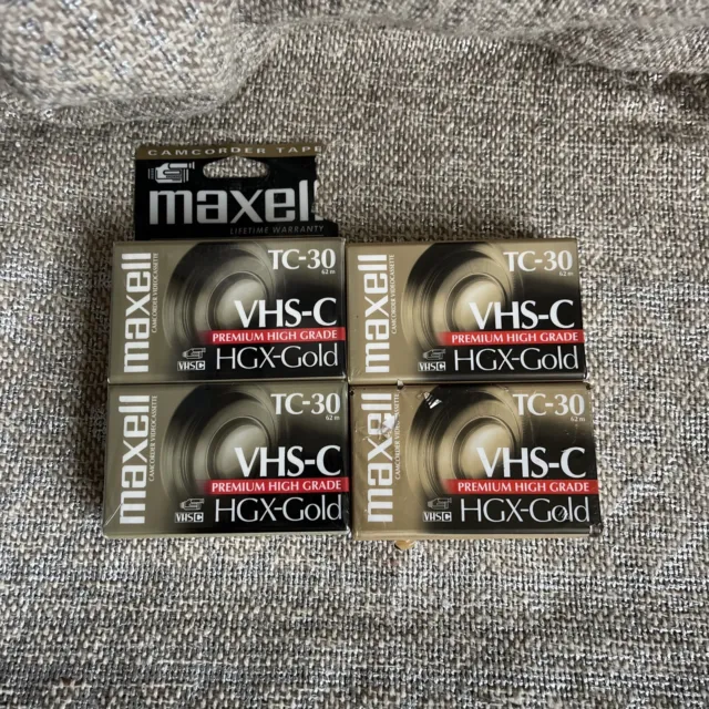 Maxell HGX-Gold TC-30 VHS-C Camcorder Video Cassette Tapes Sealed Lot of 4