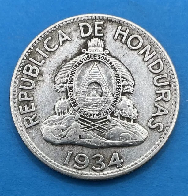 1934 Honduras Coins  Un Lempira  1934  Silver  O.900  Nice Collector Coin