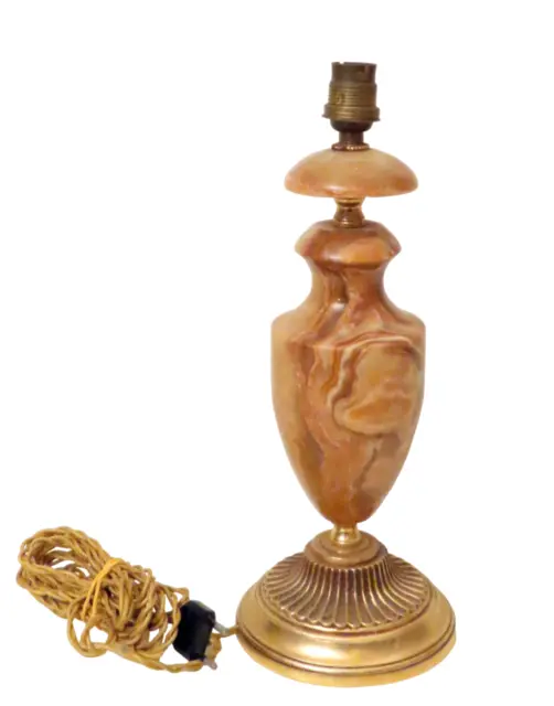 Pied de Lampe en Onyx Albatre Hauteur 33 cm avec socle en Laiton Doré