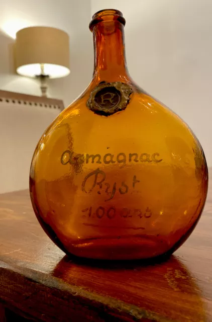 Rare Vintage EMPTY Ryst Dupeyron 100 Year Armagnac Brown Glass Bottle