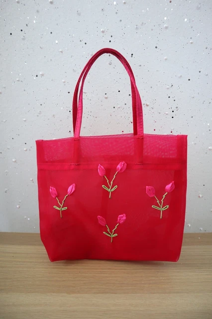 Vintage Victoria’s Secret Fuschia Pink Sheer Y2K Fairy Floral Tote HandBag Vintage Victoria’s Secret Fuschia Pink Sheer Y2K Fairy Floral Tote HandBag