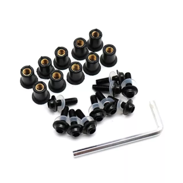 10PCS Set 10×M5 Motorcycle Windscreen Windshield Fairing Screen Nut Bolt Screw