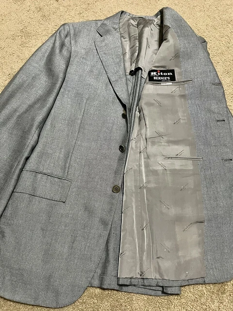 KITON - 42 R - Solid Gray Cash/Silk/Linen/Vicuna 1/4 Lined Sport Coat Blazer KITON - 42 R - Solid Gray Cash/Silk/Linen/Vicuna 1/4 Lined Sport Coat Blazer