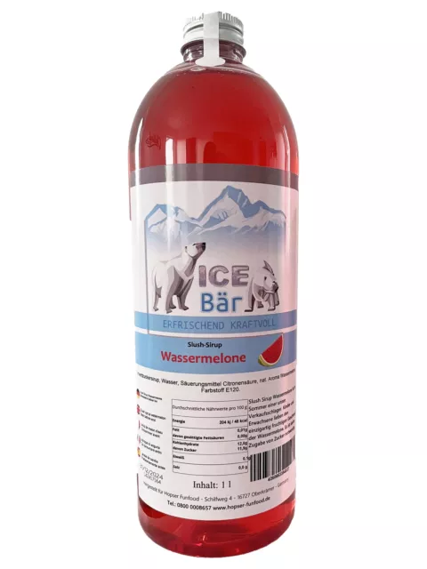 (6,95 Eur / L) Ice Bear Slush Syrup Concentrate Watermelon 33.8oz Bottle