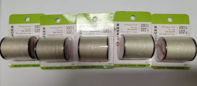 5 Pack Singer Polyester All Purpose Thread, Off White