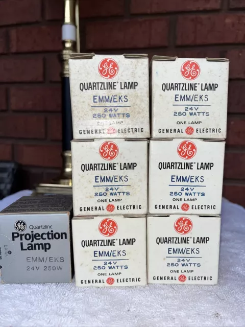 7 ~  Vintage General Electric Quartzline Projection Lamps EMM/EKS 24 v 250 w