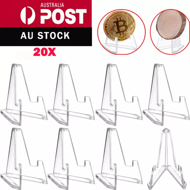 20x Acrylic Stands Coin Display Easel Holder Small Display Rack Round Box
