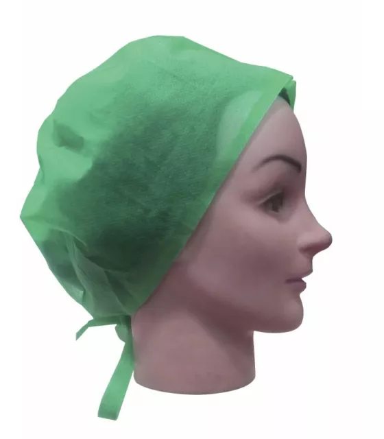 Gorro cirujano protección desechable médica. Polipropileno verde. Pack 100 uds