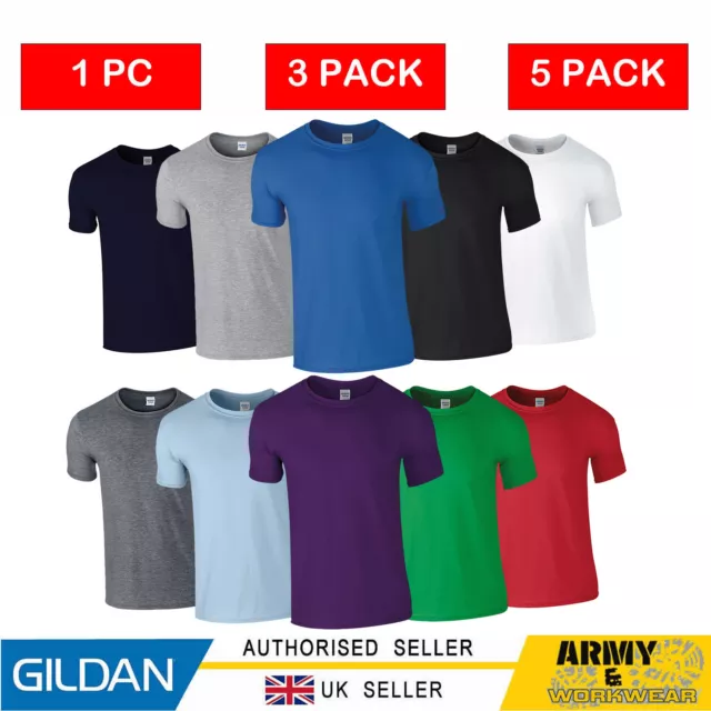 Gildan Mens Plain Softyle T-Shirt Ringspun 100% Cotton Short Sleeve Crew Top