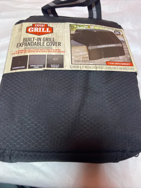 Expert Grill Expandable Built-In Grill Cover, Fits 32" to 40"W Grills, Black
