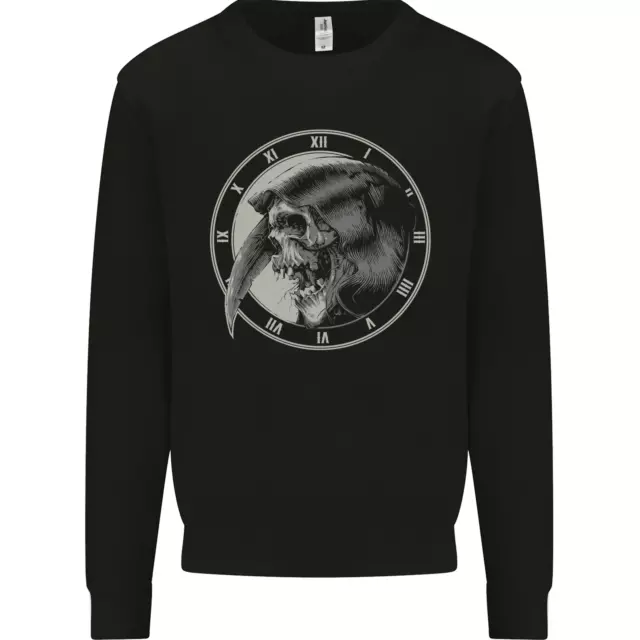 Grim Reaper Orologio Teschio Biker Gotico Demone Bambini Felpa Maglione
