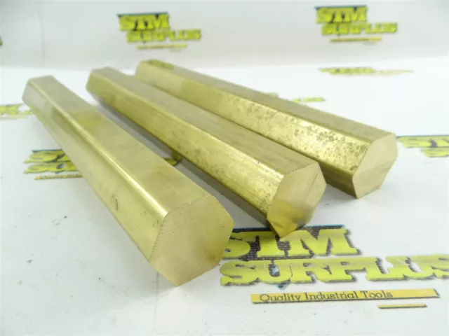 13 Lb Lot Of 3Pc Brass Hex Stock 1-1/8" Dia X 10" Lengths +