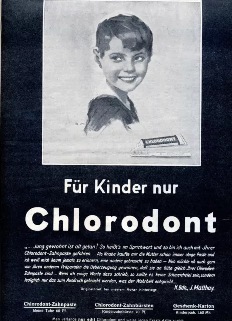 Chlorodont -- Für Kinder nur Chlorodont --- Werbung 1929  -