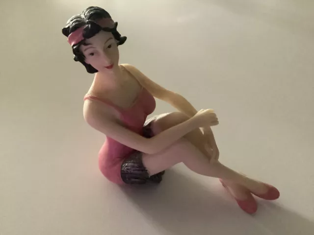 VTG Style WMG2007 Bathing Beauty Figurine Shelf Sitter Black Hair Pink Suit