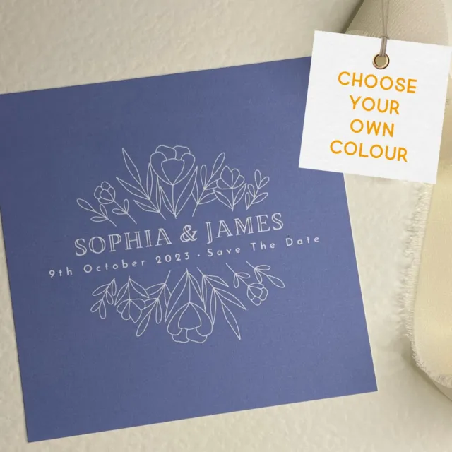 Personalised Save The Date Cards - Modern Square Minimalist - Choose Any Colour
