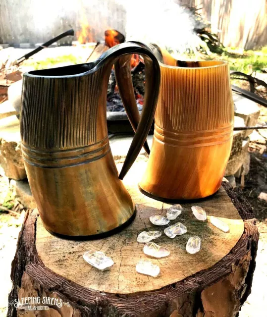 XMAS Gift Scratch and Dent - Handmade Real Horn Mugs/Cups, Viking Drinking Horns