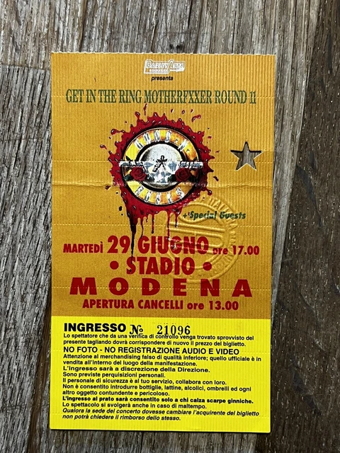 Guns n’ Roses /Concerto Modena 1993 biglietto Arancione - Raro Da Collezione