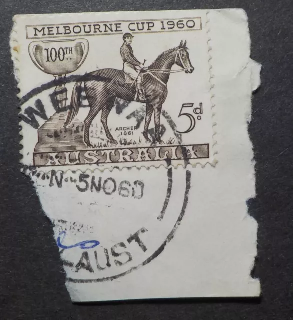 1960 Wee Waa.NSW.CDS Postmark on piece.5d Melbourne Cup(LotE424p)