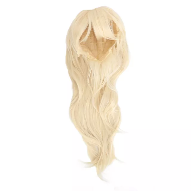 Women Long Wavy Wig Light Gold Long Curly Wavy Cosplay Costume Synthetic GFL