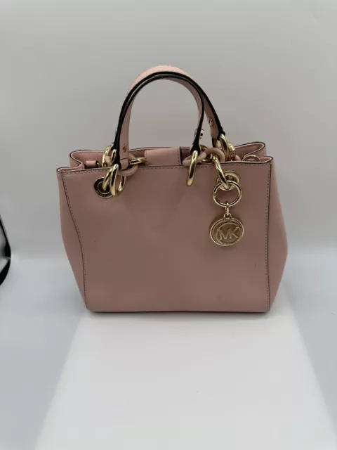 MICHAEL KORS Cynthia Pink Saffiano Leather Satchel Handbag