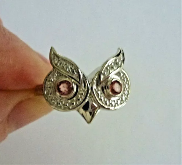 SUNSET ORANGE SAPPHIRE & Cambodian Zircon Solid Sterling Silver Owl ...