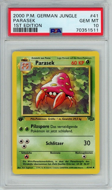 2000 Pokemon German Jungle Parasek 1st Edition #41/64 GEM MINT PSA 10
