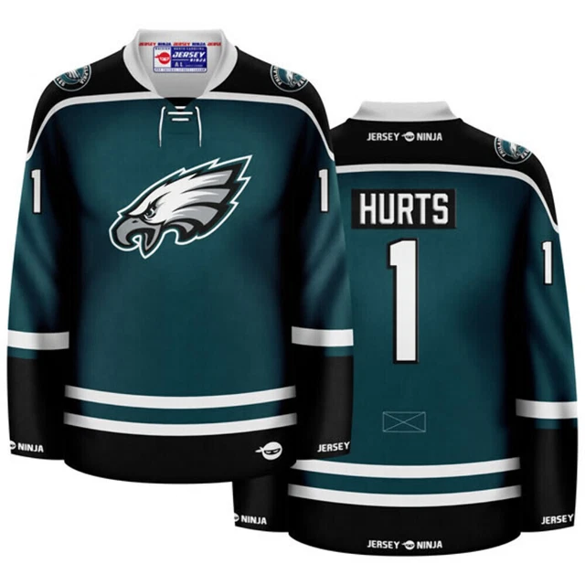 PHILADELPHIA EAGLES GREEN Jalen Hurts Crossover Hockey Jersey 124.95
