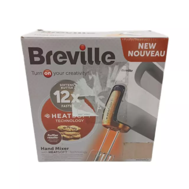 Breville HeatSoft Elektrischer Handmixer Rührbesen Knethaken Quirle für Küche Ba