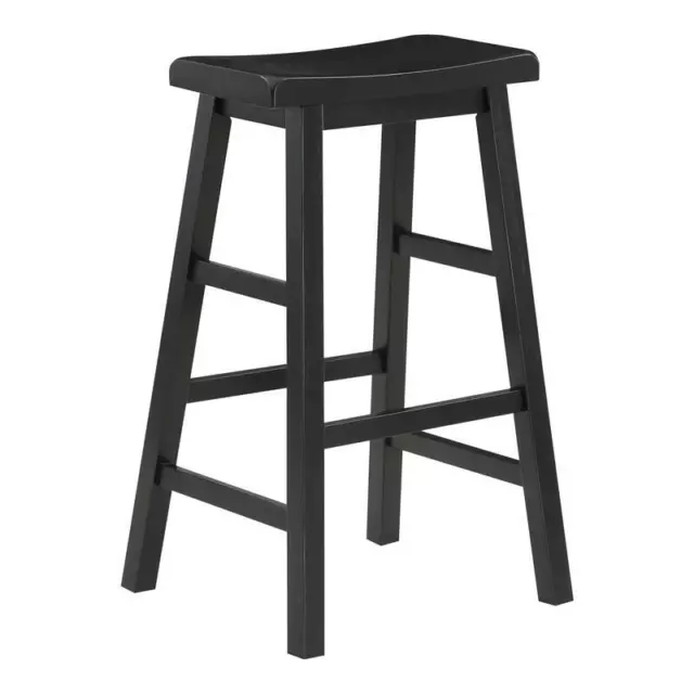 OS Home and Office Furniture Tulsa 29" Wood Saddle Stool 2-Pack in Black