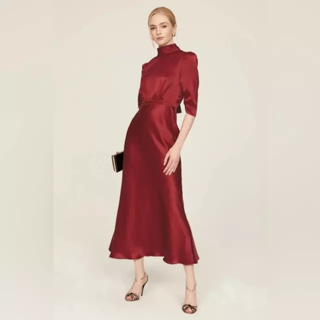 SALONI Red Satin Adele Dress Size 10 US $850