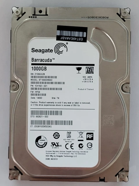 ST1000DM003, SN: S1D, SU, PN: 1CH162-021, FW: HP34, 14151, Seagate 1Tb