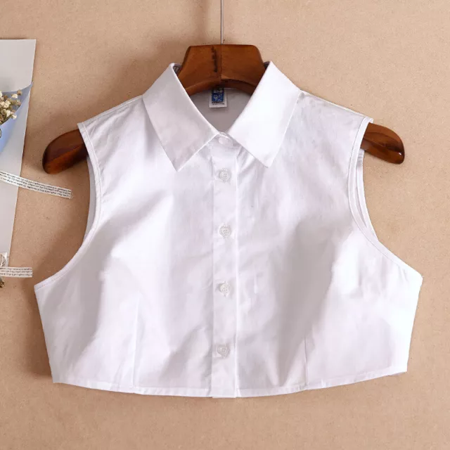 Femme Faux Col Demi Chemise Revers Bouton Affaires Bureau Décontracté Décoratif