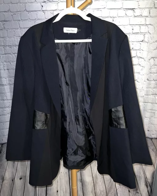 Calvin Klein Womens Black Shoulder Pads Long Sleeve Blazer Jacket 22W XL