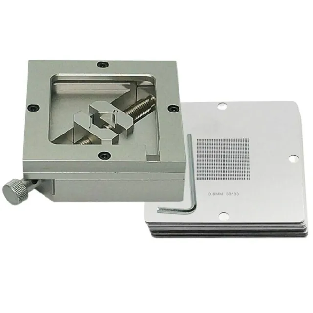 BGA Reballing Kit 90mm Reball Station Fixture Jig and 10 Universal Stencils