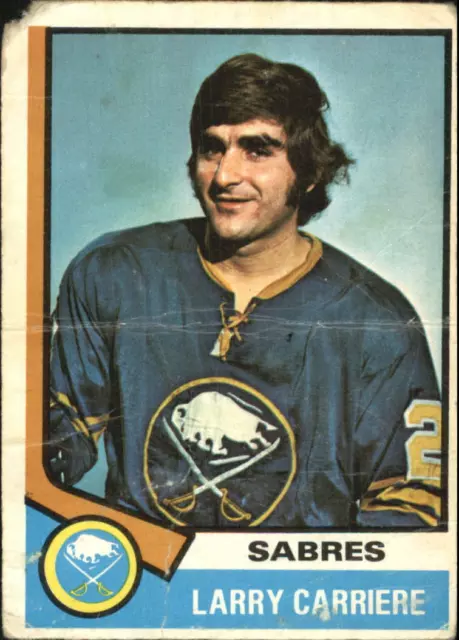 1974-75 O-Pee-Chee Buffalo Sabres Hockey Card #43 Larry Carriere - FAIR