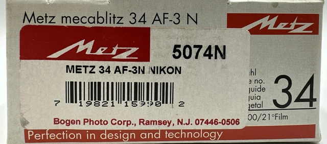 Metz Mecablitz Flash 34 AF-3N TTL For Nikon 34AF3N 3