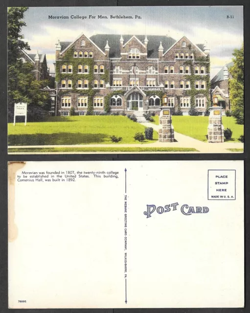 Old Pennsylvania Postcard - Bethlehem - Moravian College For Men