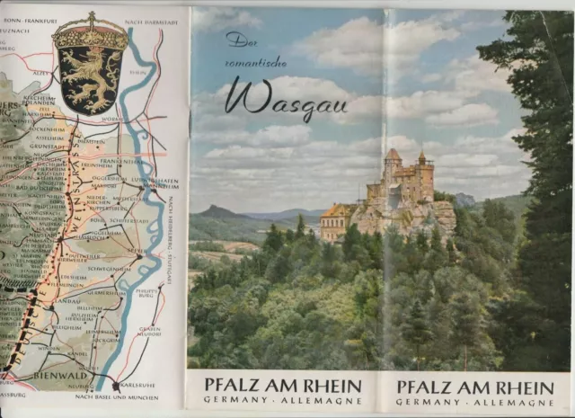 Prospekt Der romantische Wasgau Pfalz am Rhein Fotos Zeichnungen Karte 1950er