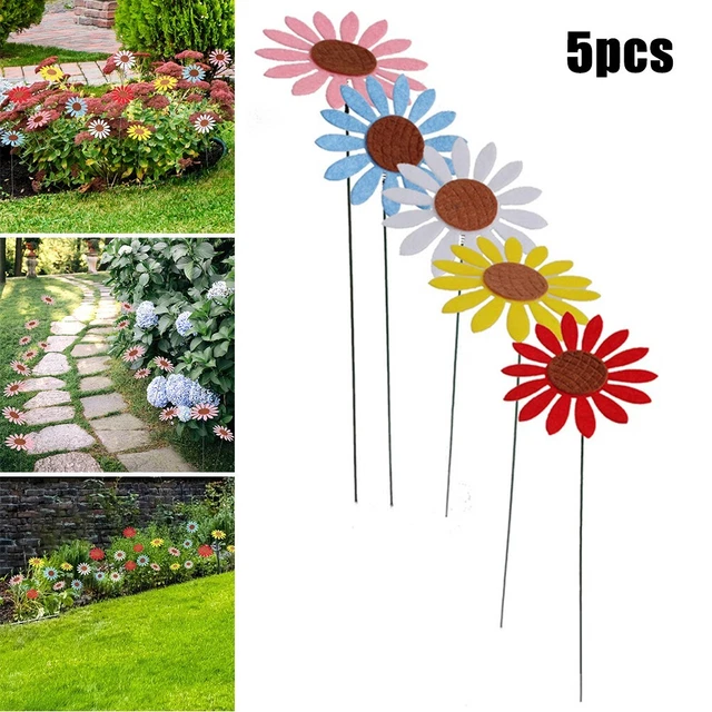 High Quality Yard Garden Flower Stakes 5 Colors Bed Garden Decor Yard Art