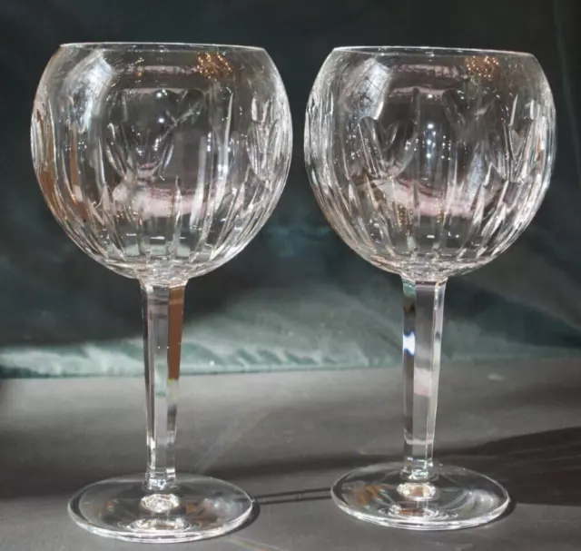 PAIR Waterford Crystal Millennium Love Heart Wine Balloon Toasting Goblets Large 3