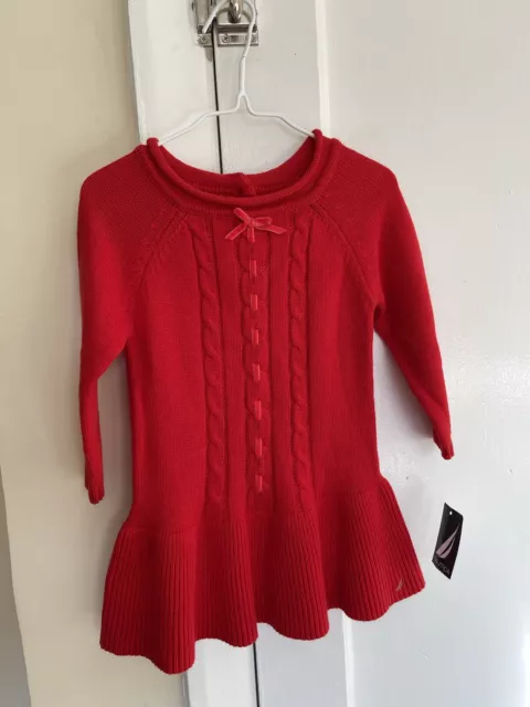 Baby Girls Toddler Nautica Red Knitted Dress - Christmas Age 18 Months New