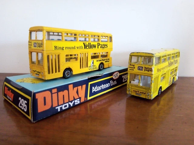 Vintage Dinky Toys No. 295 Atlantean Bus Yellow Pages X2 & Base